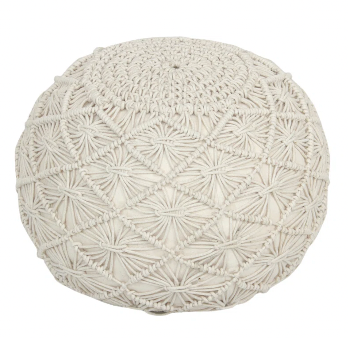 Cleek 47Cm Wide Round Pouf Ottoman - Cream 47cm