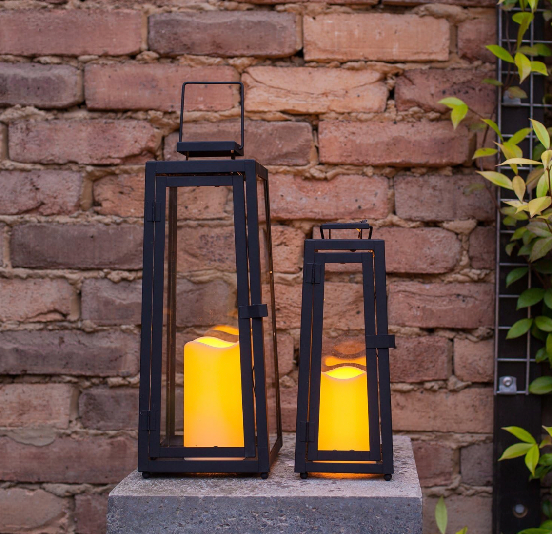 Lights4fun Set of 2 Decorative Candle Lanterns