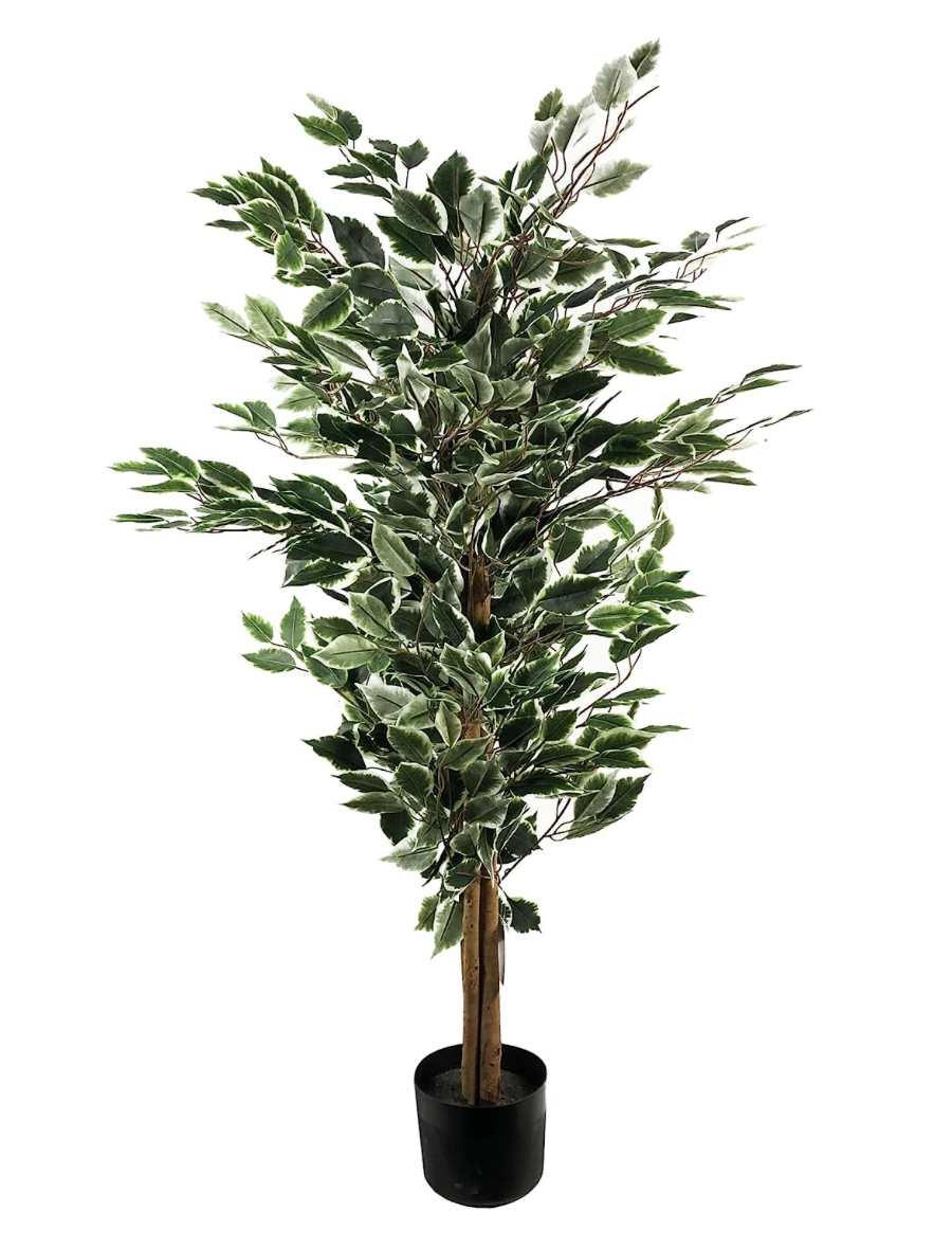Leaf Artificial Ficus Tree/Plant, Mixed Materials, Variagated Tall Natural, 130cm