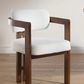 Stanford Curved Walnut Wood Frame White Boucle Chair, W 52.5 x D 52 x H 77 cm