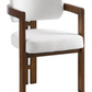Stanford Curved Walnut Wood Frame White Boucle Chair, W 52.5 x D 52 x H 77 cm