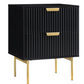 Richmond Ridged 2 Drawer Bedside Table, Matte Black, 50x40x63.5cm