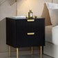 Richmond Ridged 2 Drawer Bedside Table, Matte Black, 50x40x63.5cm
