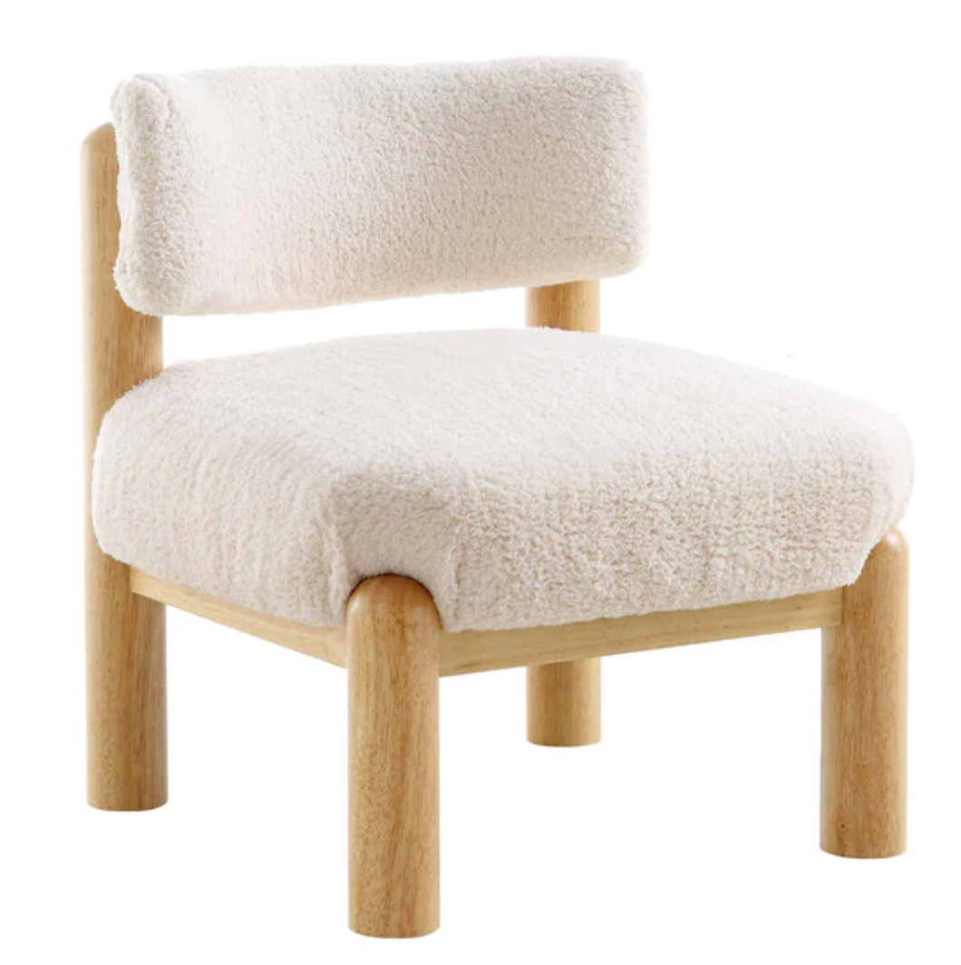 Okja Ecru Sherpa Faux Shearling Accent Chair, 63x65.5 x71.5cm