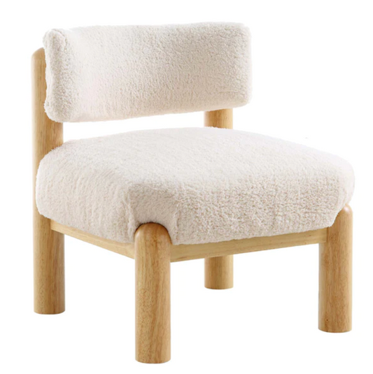 Okja Ecru Sherpa Faux Shearling Accent Chair, 63x65.5 x71.5cm