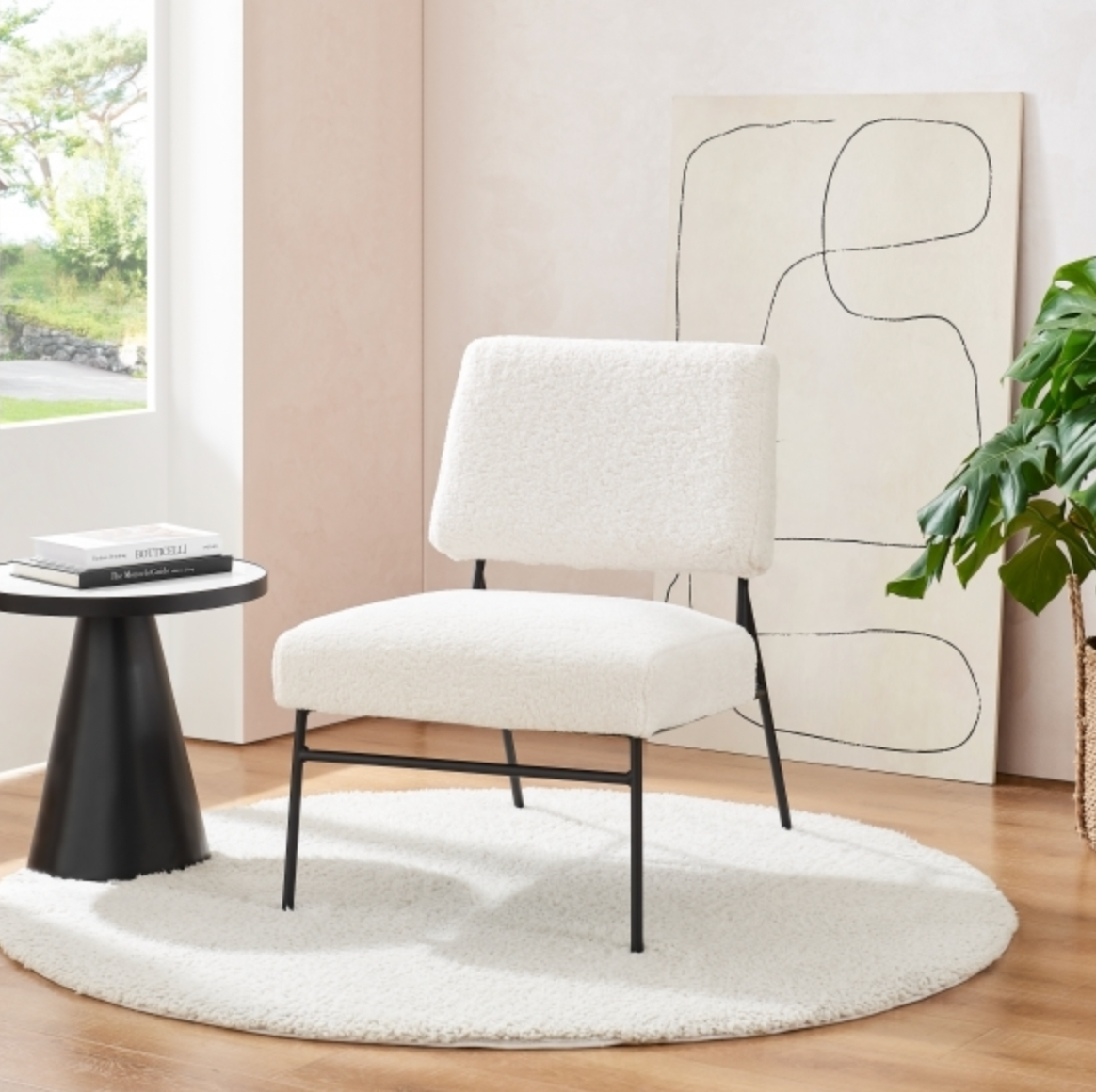 Holly Accent Chair, Taupe Boucle & Black, 78x56x69cm