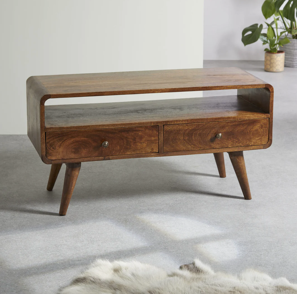 Walnut TV Unit with Storage Drawers, 47x90x35cm