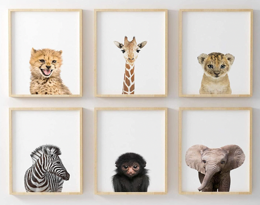 Nursery Wall Art Picture Prints, Set of 6 A4