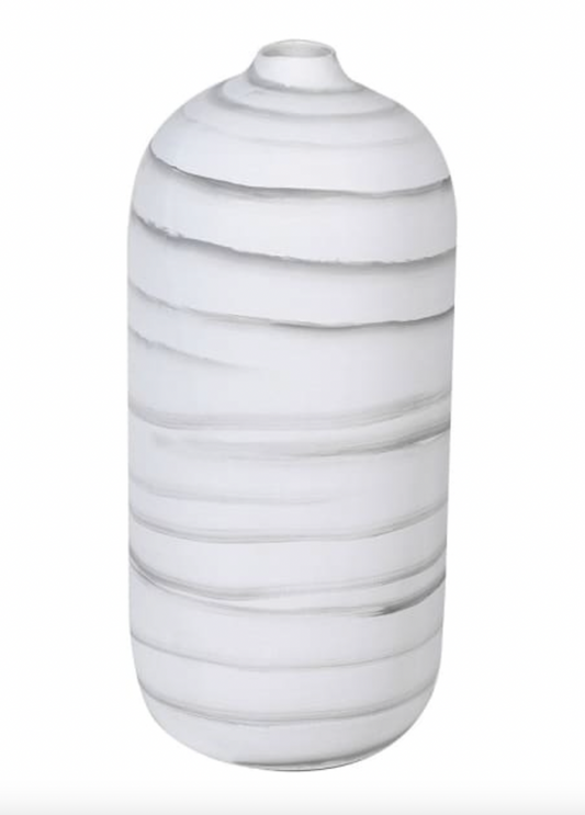 Large White Stripe Vase