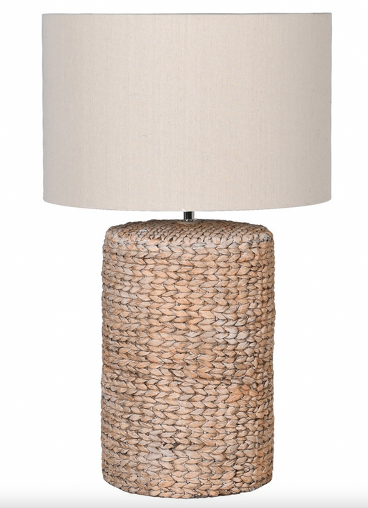Large Rope Effect Table Lamp with Linen Shade