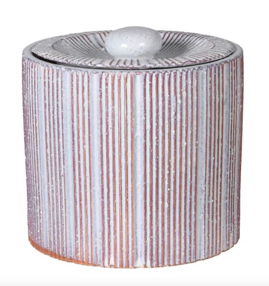 Large Red and White Striped Jar