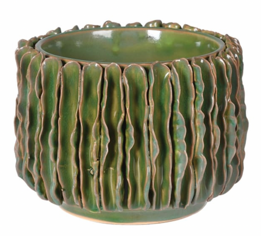 Green Wavy Ceramic Pot