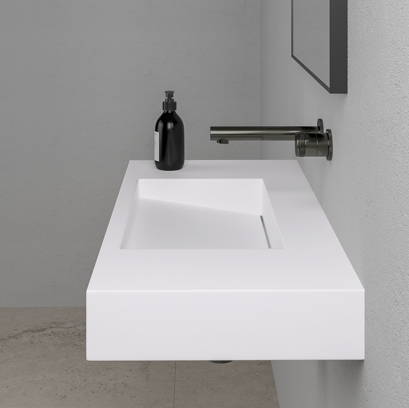 AURA WALL HUNG STONE BASIN 900MM - MATTE