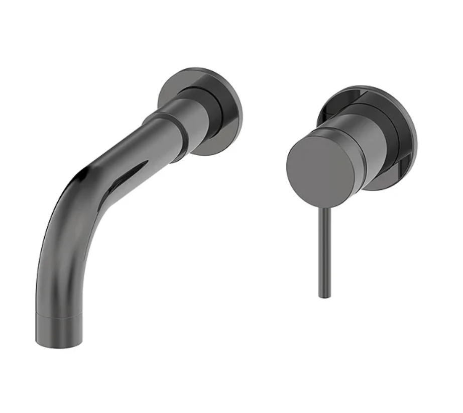 Arezzo Twilight Black Chrome Round Wall Mounted (2TH) Basin Mixer Tap