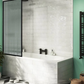 Arezzo Fluted Glass Matt Black Framed Fixed Bath Screen (700 x 1400mm)