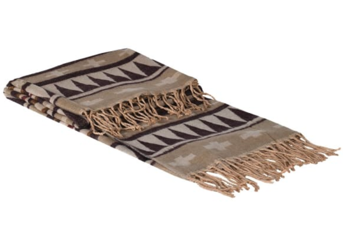 Natural Aztec Fringed Throw