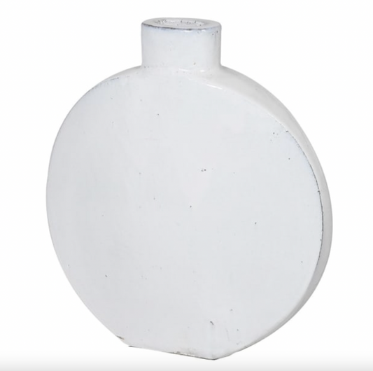Large White Round Ceramic Vase