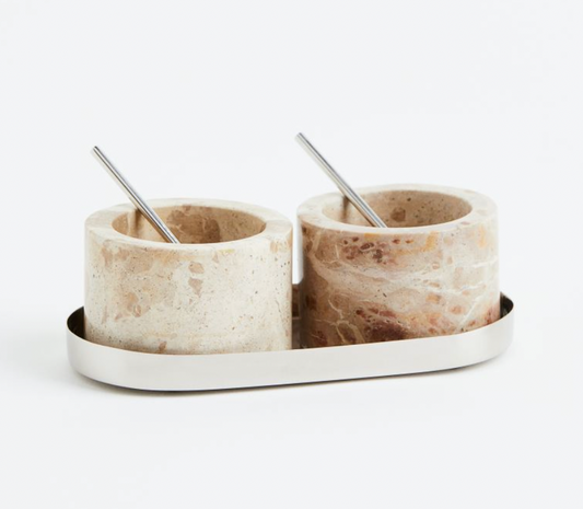 Marble salt and pepper bowls