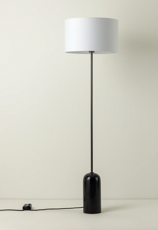 Penn - 1 light black marble and graphite silver floor lamp, 42x42x150cm