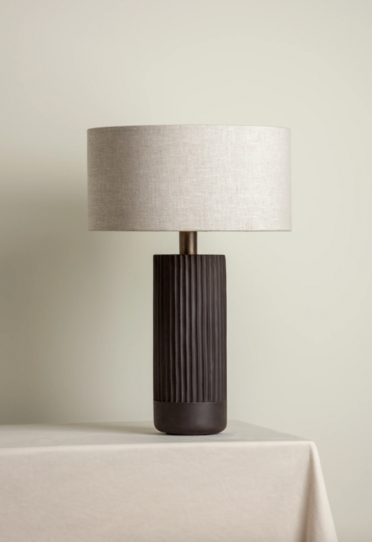 Nitara - chocolate ribbed concrete table lamp