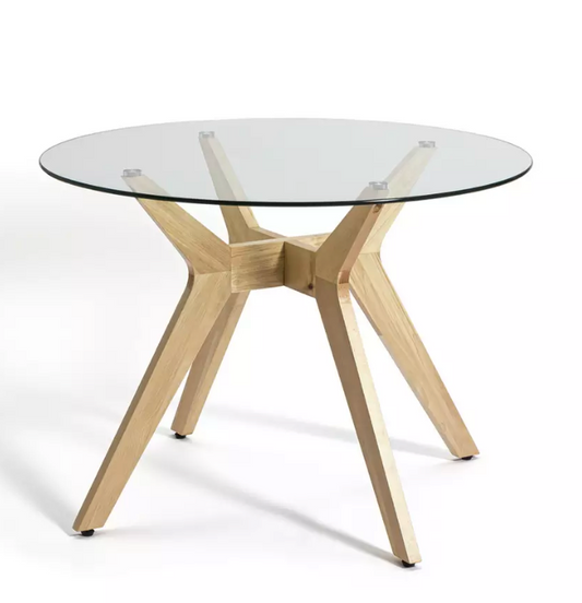 Habitat Zela Glass 4 Seater Dining Table - Natural, 75x110cm