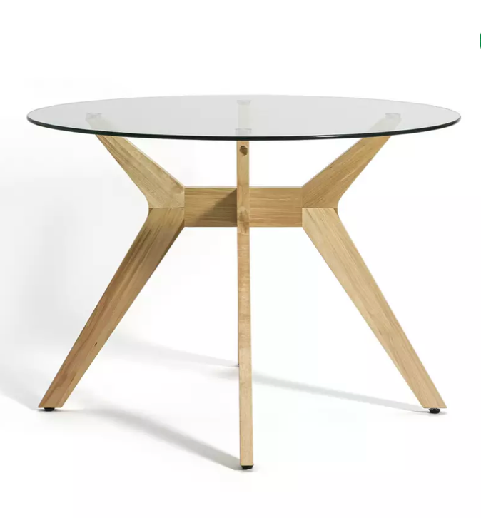 Habitat Zela Glass 4 Seater Dining Table - Natural, 75x110cm