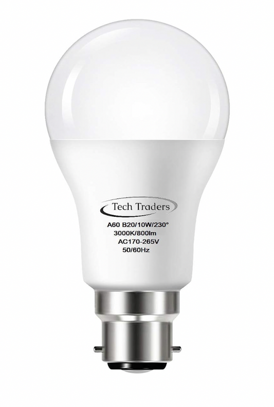 A60 B22 LED Light Bulb, Bayonet 10W Non-dimmable, Warm White