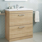 Emily 800mm Floorstanding 2 Drawer Vanity Unit & Mid-Edged Basin - Natural Oak