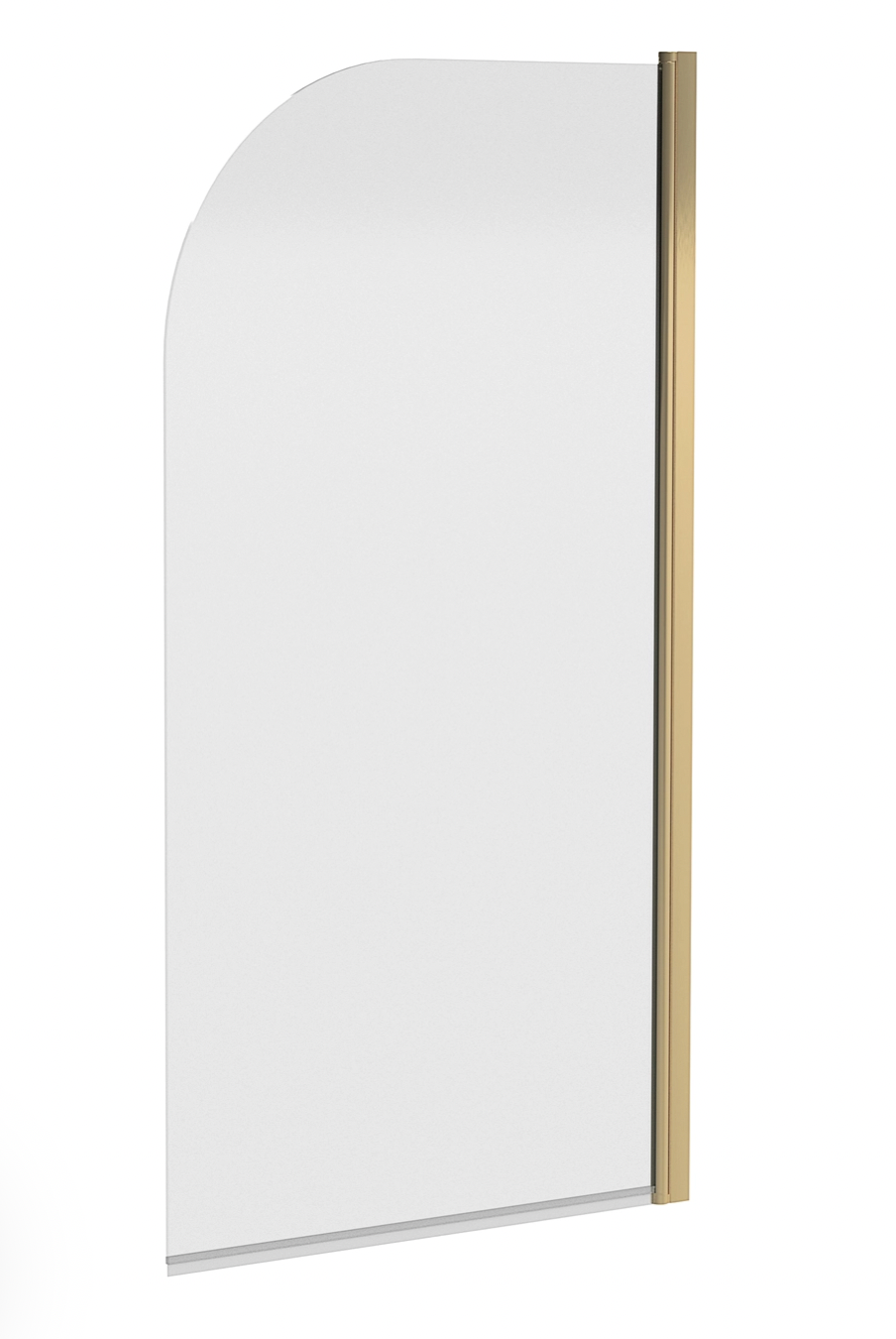 Vellamo Brushed Brass Curved Corner Single Hinged Bath Screen - 1435 x 775mm