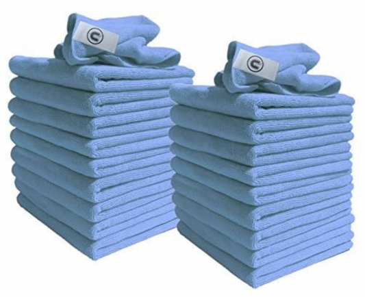 Microfibre Cleaning Cloth, Blue, Pack of 20