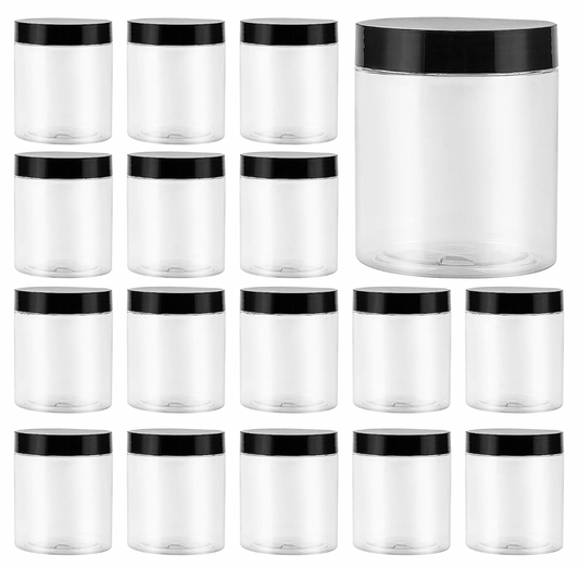 Plastic Jars with Black Lid 300 ml