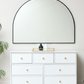 LARGE BLACK ARCHED OVERMANTLE WALL MIRROR 90CM X 120CM