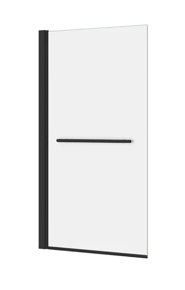 Arezzo Matt Black 785 x 1435mm Hinged Square Bath Screen + Rail