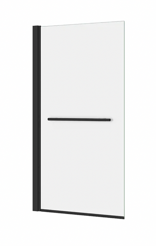 Arezzo Matt Black 785 x 1435mm Hinged Square Bath Screen + Rail