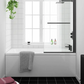 Arezzo Matt Black 785 x 1435mm Hinged Square Bath Screen + Rail
