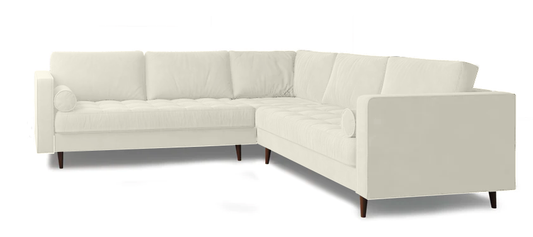 Large Double Corner Sofa in Ivory Weave, 84x270x270cm
