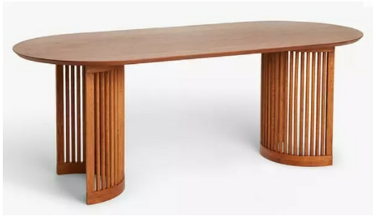 TRESTLE OVAL DINING TABLE IN DARK OAK, 200x90x75cm