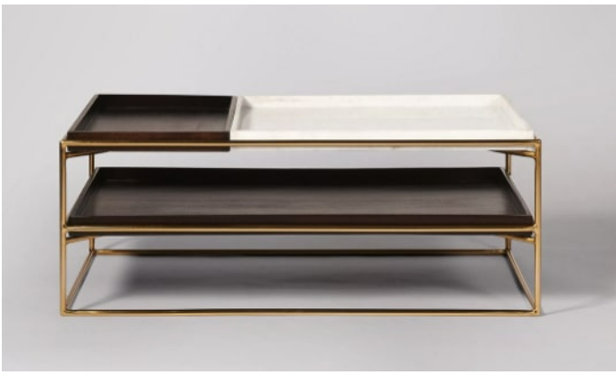 Swoon Marble & Walnut Coffee Table, 95x55x39cm