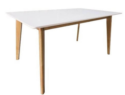 Loma Living Calhan Dining Table, Wood, White & Oak, 150x90x0cm