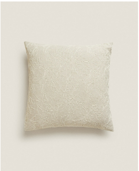 FLORAL EMBROIDERED CUSHION COVER, 45 x 45 cm