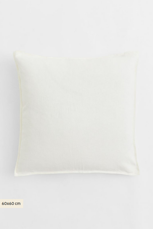 Linen cushion cover, 60 x 60cm, White