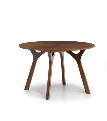 4 Seater Round Walnut Starburst Veneer Dining Table 120cm dia