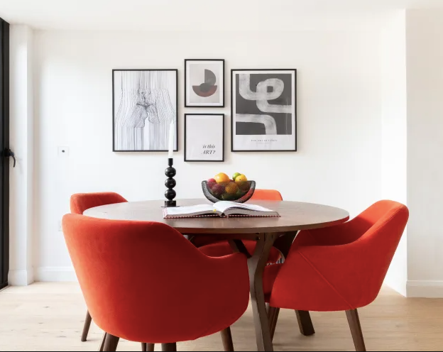 4 Seater Round Walnut Starburst Veneer Dining Table 120cm dia