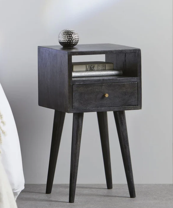 Small & Narrow Black Bedside Table