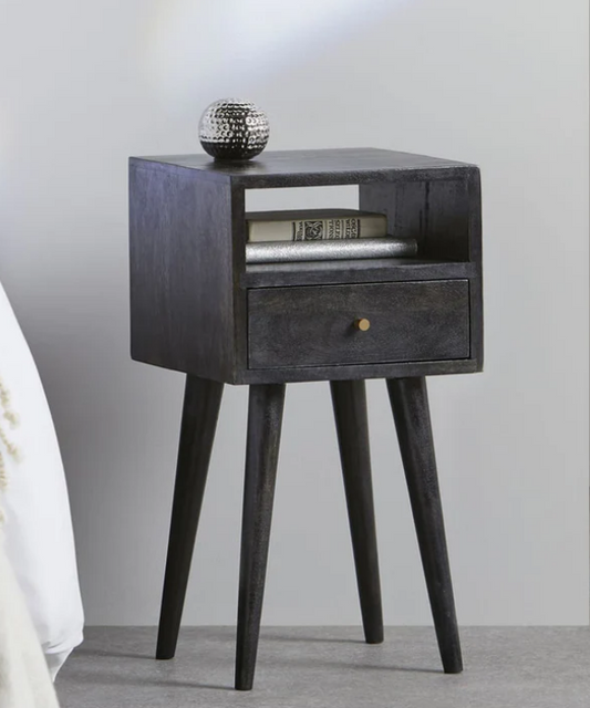 Small & Narrow Black Bedside Table