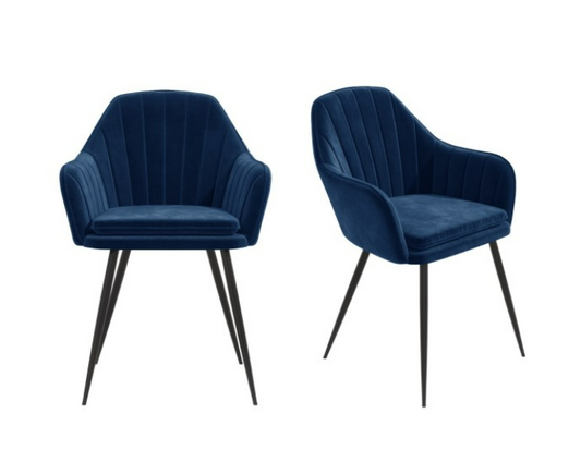 Navy Blue Velvet Tub Dining Chairs - Logan