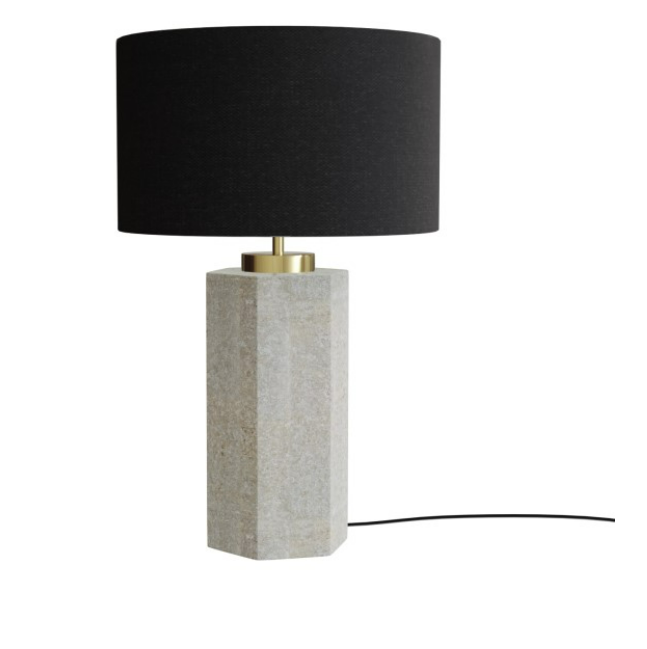 Black and Concrete Table Lamp with Brass Detail - Fairburn