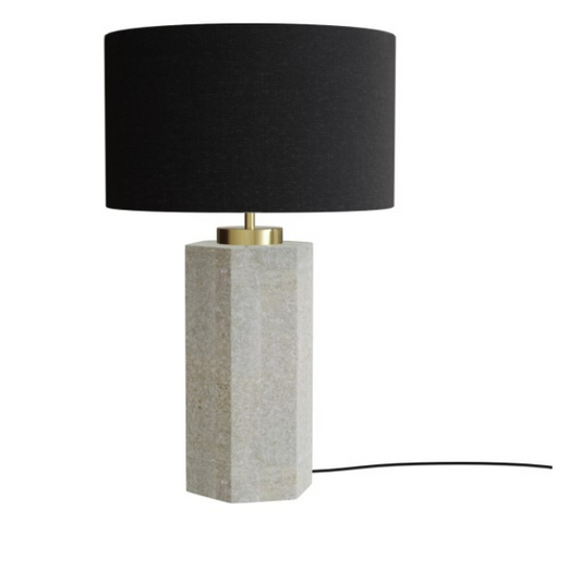 Black and Concrete Table Lamp with Brass Detail - Fairburn