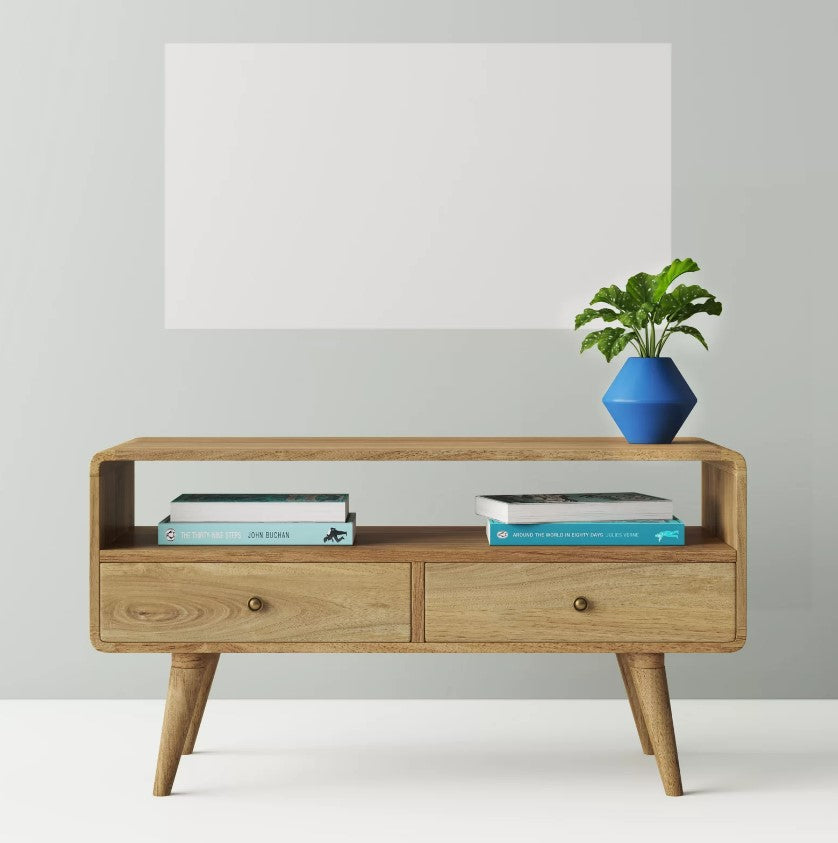 Small Mango Wood Media Unit, 47x90x35cm
