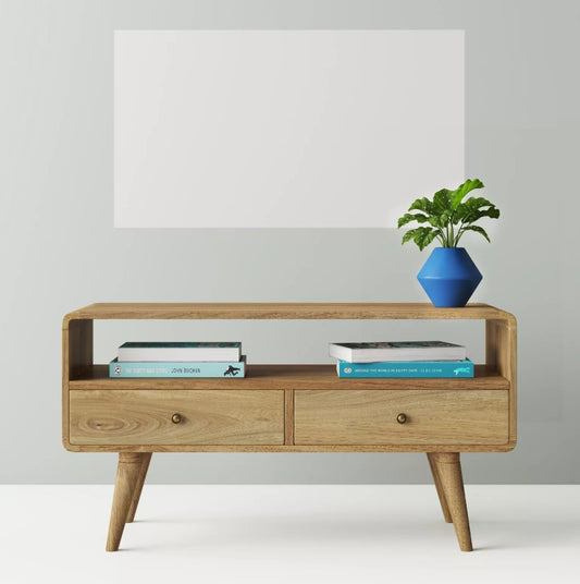 Small Mango Wood Media Unit, 47x90x35cm